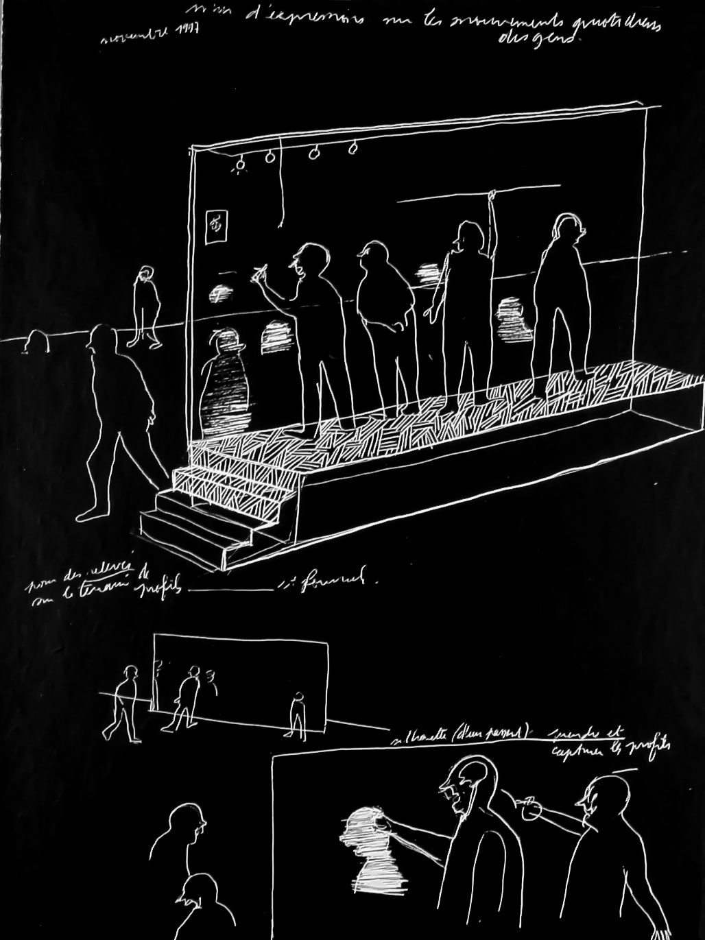 {Mur d'expressions sur les mouvements du quotidien des gens}