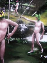 {Promenade avec le tambour-major à tête et à shakos de fleurs et au bâton semeur}