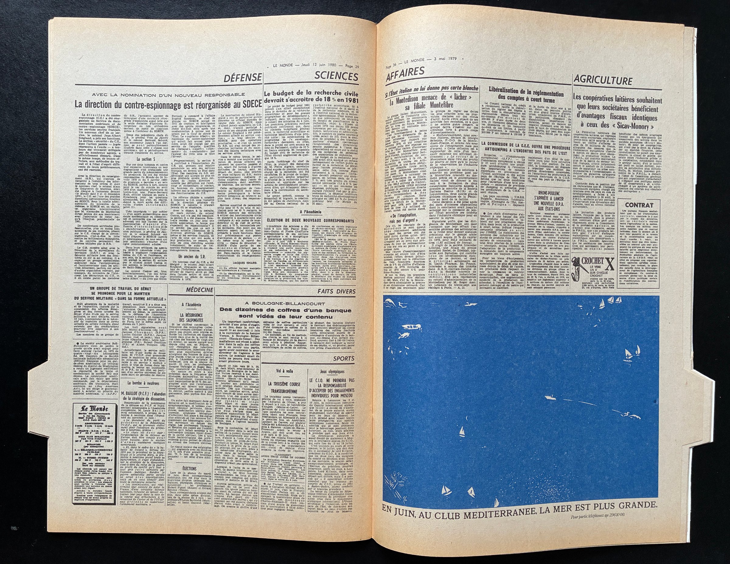 Double page du Monde, été 1979