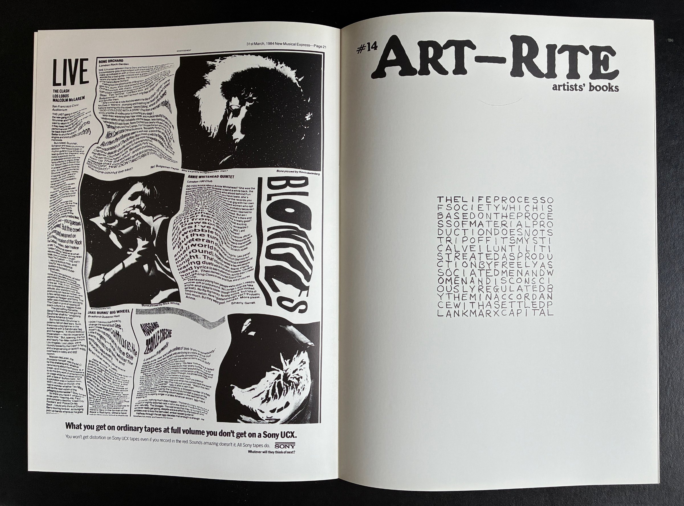 {Sony / NME} et {Carl Andre. Art Rite Cover, 1977}
