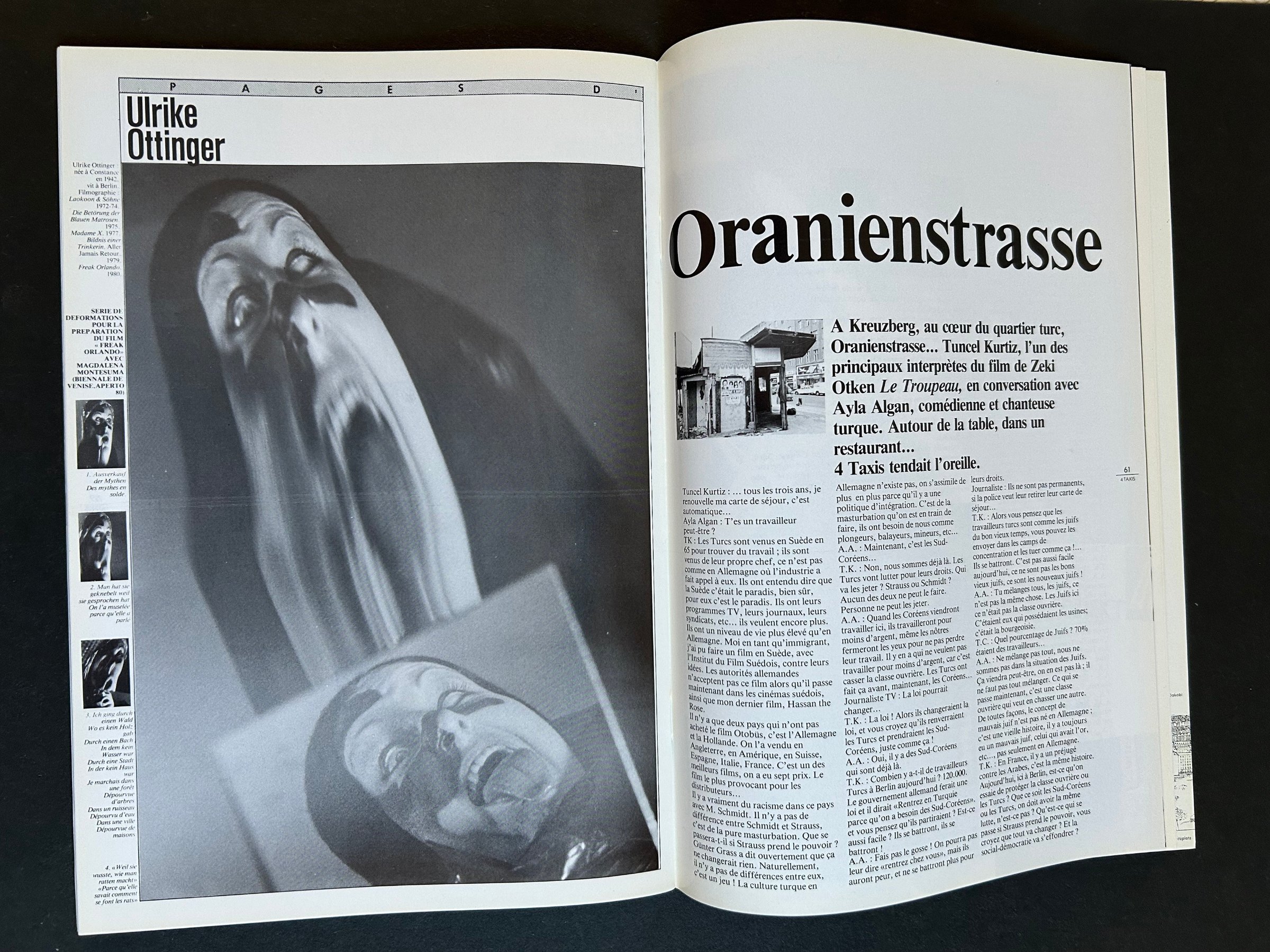 Ulrike Ottinger Page 60 Oranientrasse, interview Tuncel Kurtiz Page 61