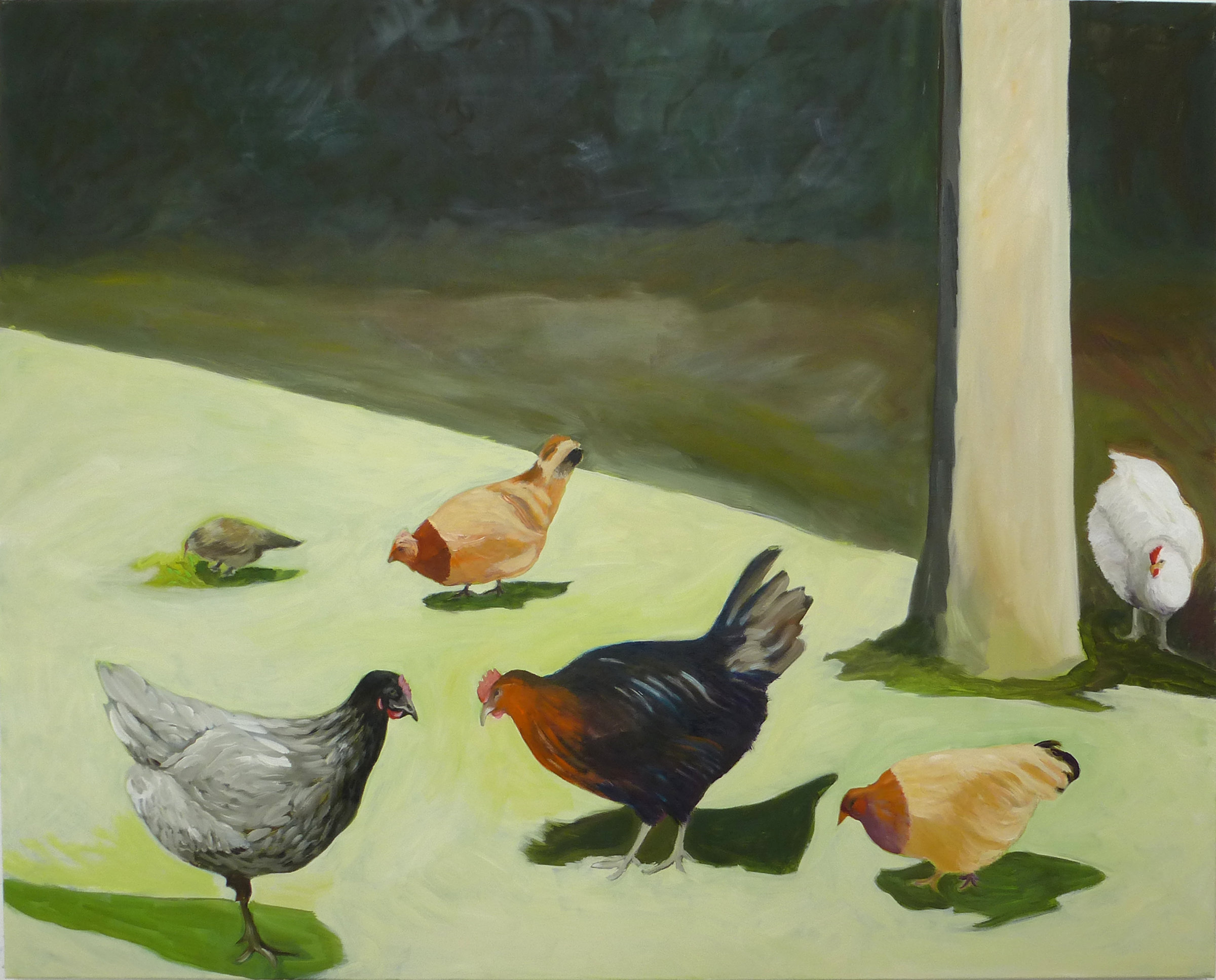 {Poules sur la lune}, 2022