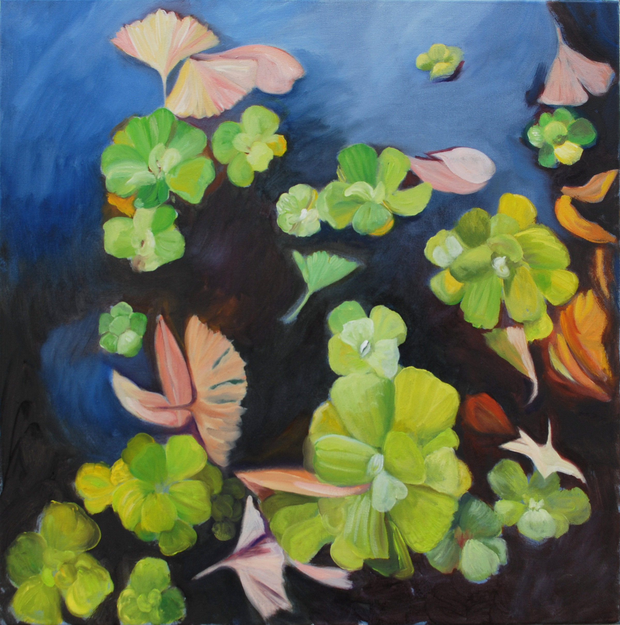 {Laitues d'eau, feuilles de gingko}, 2018