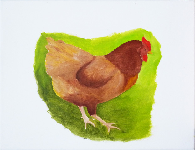 {Les poules, même en peinture (la petite brune)}, 2019