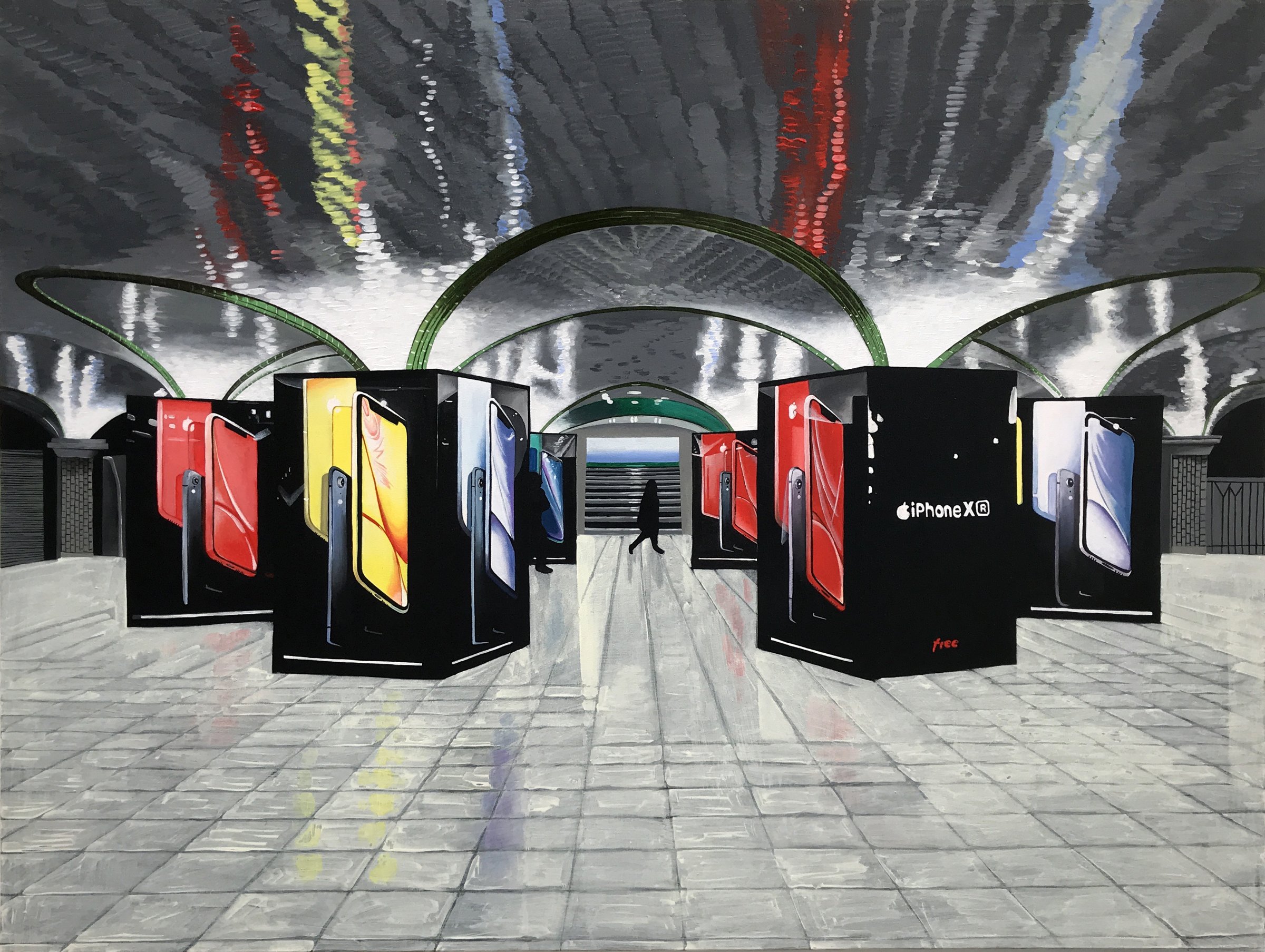 {Pilliers de voute Apple, station Saint-Lazare}, 2019