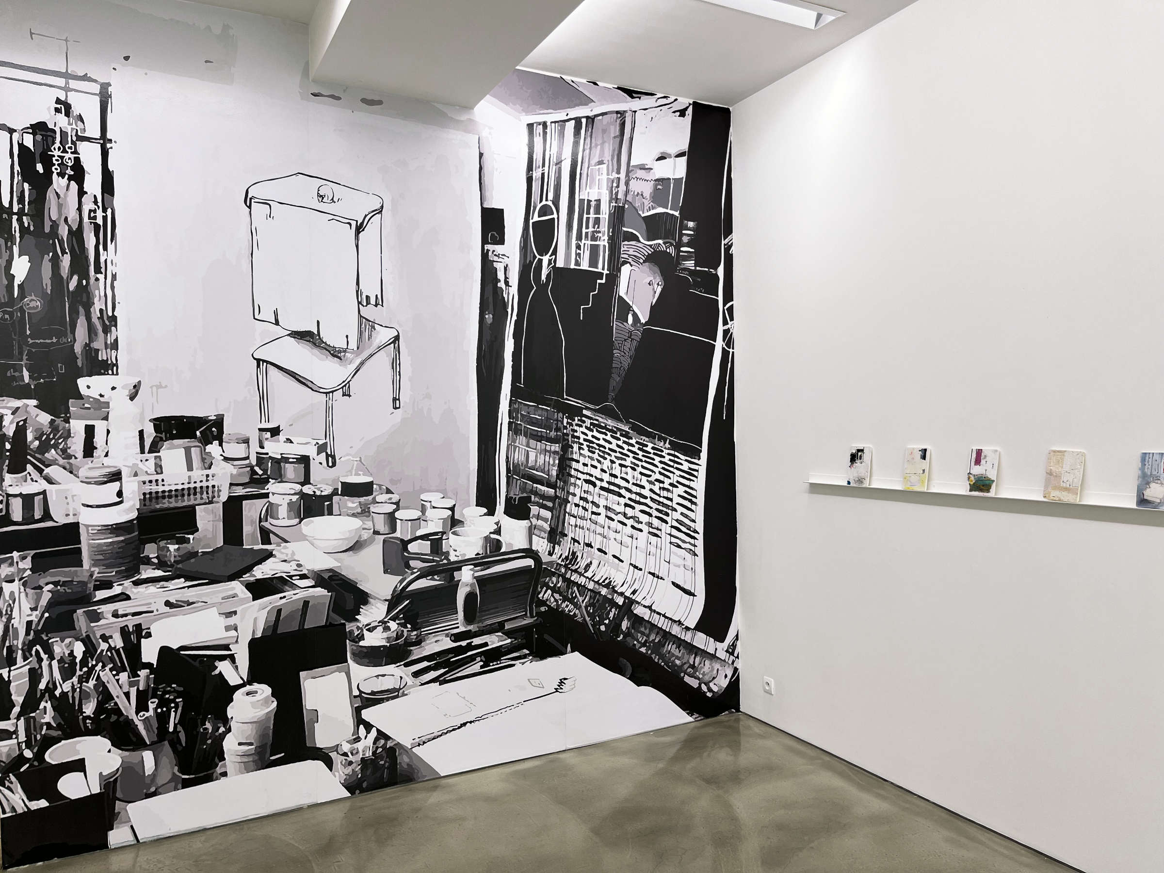 Mur du fond : L'atelier, 2022 Peinture murale, 300 x 500 cm
