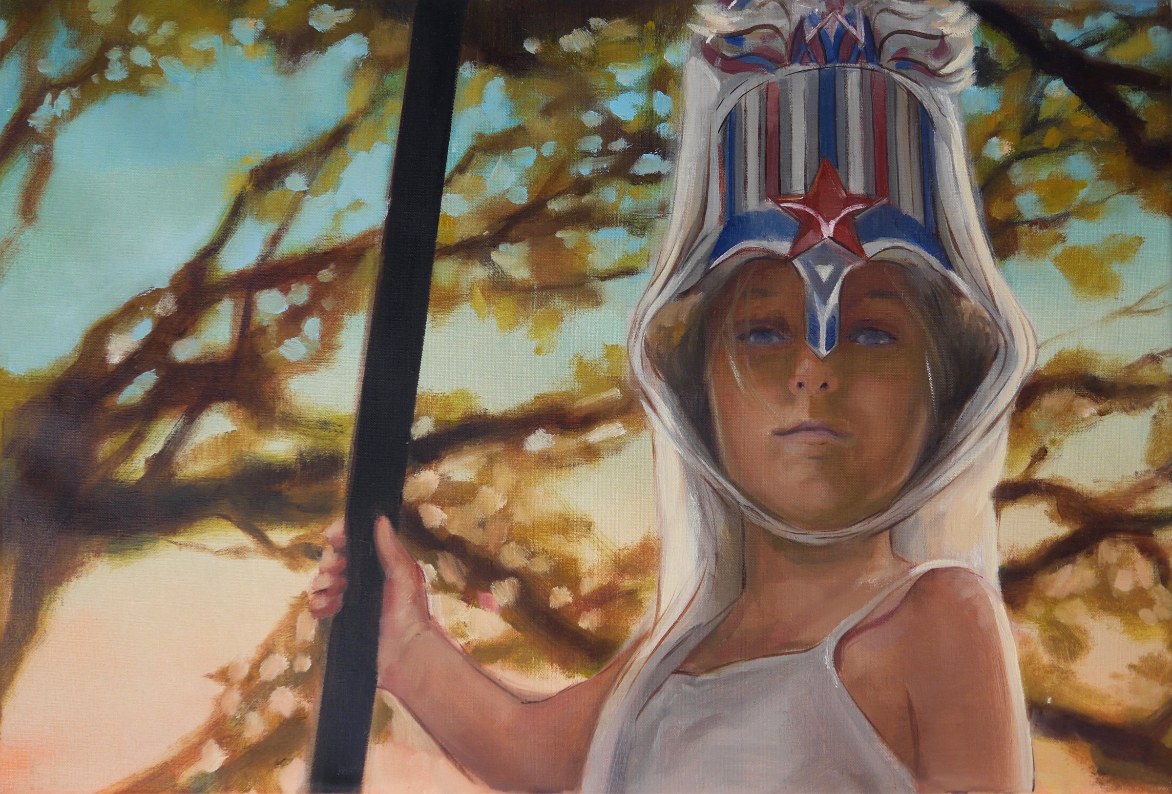 Séléné, peinture à l'huile réalisée par Jessica Hartley à partir d'un détail du dessin de Lou-Andréa Lassalle-Villaroya