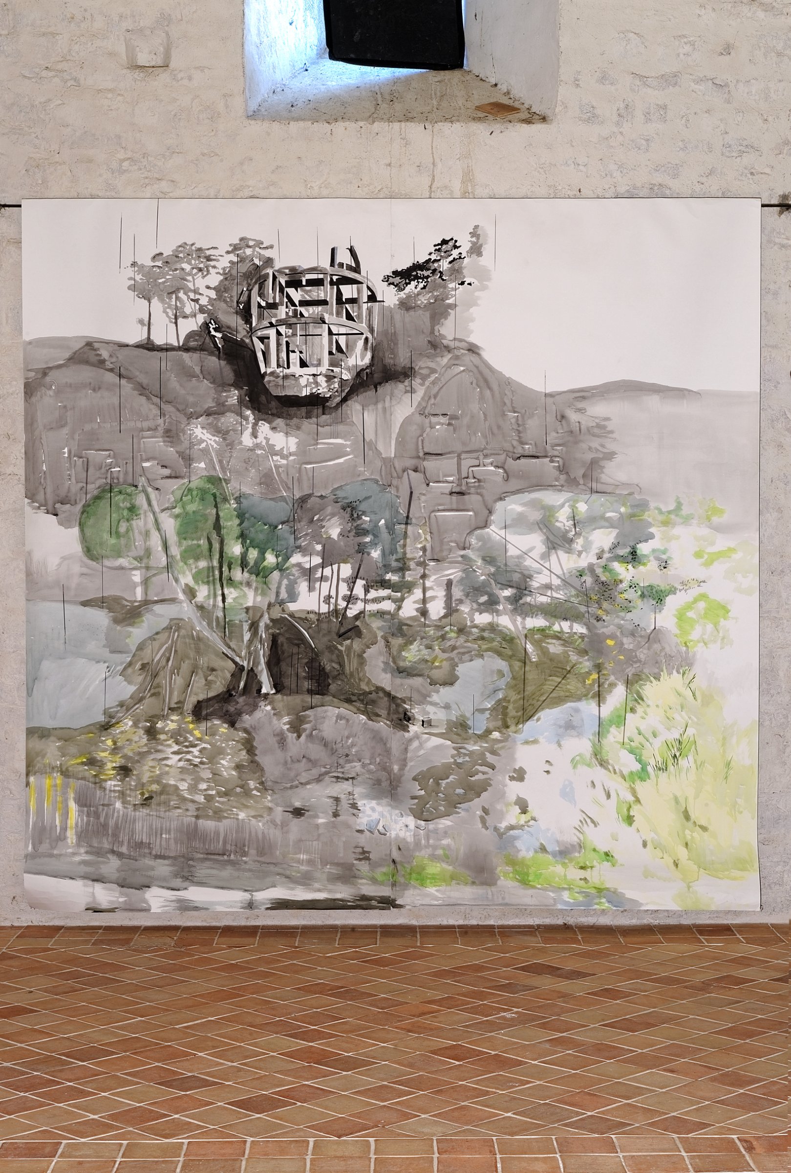 Lavis sur papier aquarelle, 300 x 300 cm, 2014