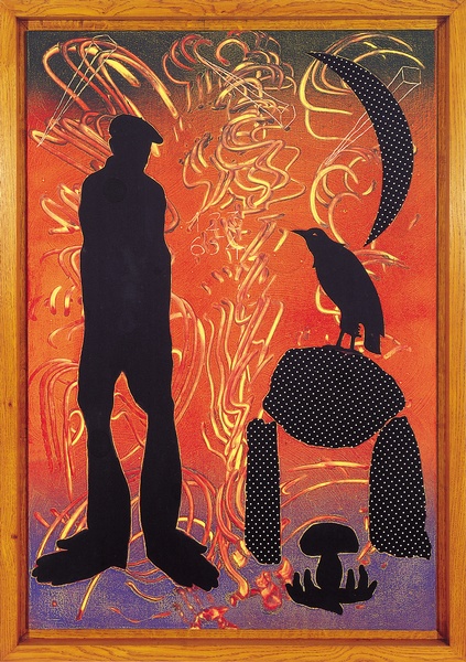 {Corbeau surpris par un hombre,} 1988