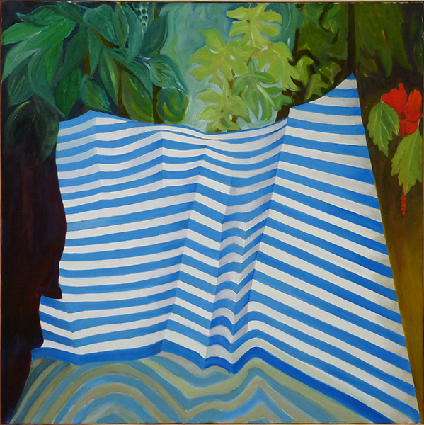 {La toile rayée bleu/blanc,} 2016