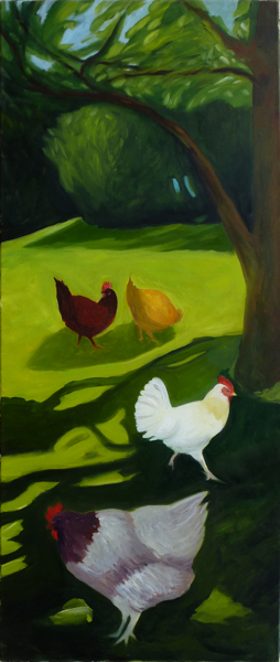 {L'arbre noir, les poules, sous-bois vers midi,} 2017