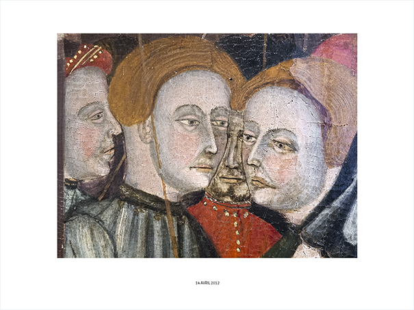 {Quatre hommes (d'après Le mariage de la Vierge, école catalane, vers 1450), Douai, 14 avril 2012 }