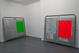  Vert, 2019 Acier, crépi, acrylique, 158 x 154 cm Rouge, 2019 Acier, crépi, acrylique, 158 x 154 cm