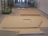 Vue du montage de l'exposition