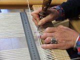 Vue d'atelier des lissières d'Aubusson Documentation de la production L'Atelier A2 avec France-Odile Perrin-Crinière, Patricia Bergereau et Aiko Konomi