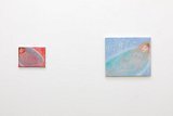 De gauche à droite : Bodies of Water, 2022 Huile sur toile, 18 x 25 cm Collection privée Alone, I cannot be, 2022 Huile sur toile, 33 x 39 cm