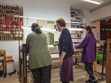 Vue d'atelier des lissières d'Aubusson Documentation de la production L'Atelier A2 avec France-Odile Perrin-Crinière, Patricia Bergereau et Aiko Konomi