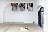 Mur du fond : Quintessa Matranga, I'm fucking tired but I want to make a salad 1/2/3, 2016 Au sol : Lara Joy Evans, Domestic Tranquillity Meme #23, 2016