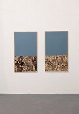 Peinture sur bois et bois raboté, 73 x 128 cm