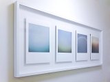  Diffuse gris-céladon Diffuse photométéore I Diffuse azur - mordoré Diffuse jaune - ombre brûlée huile sur papier, 30 x 40 cm (chacune), 2014-2015