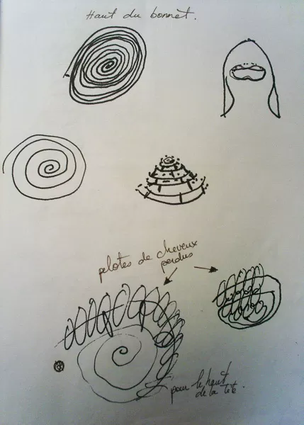 Dessin préparatoire du casque, 2002