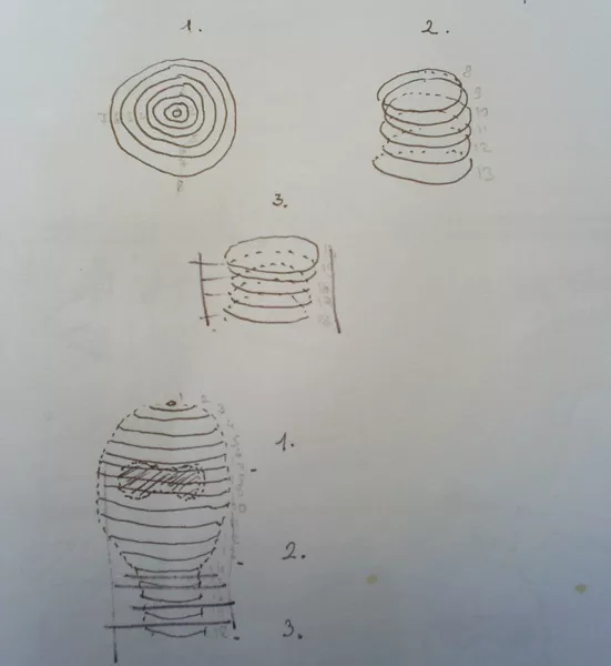 Dessin préparatoire du casque, 2002